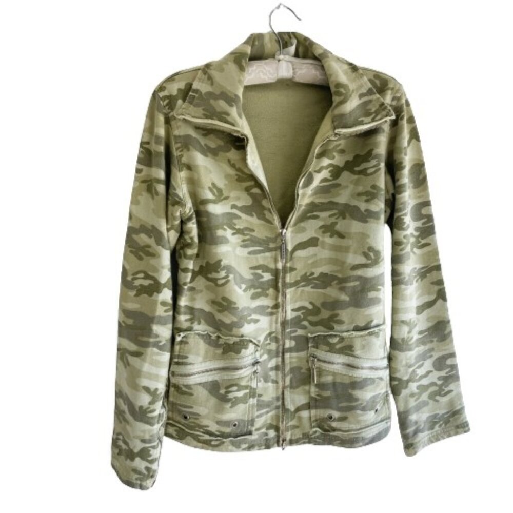 Hard Tail Green Camouflage Jacket 100% Cotton Zipper Pockets in Women's Medium